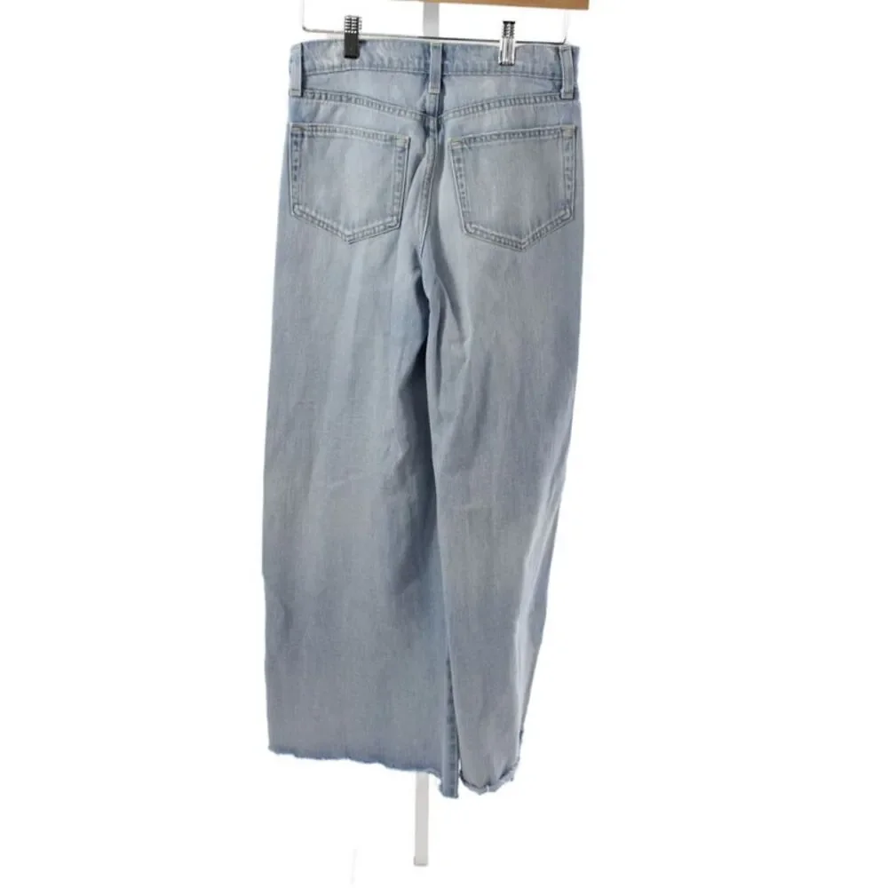 L'Agence Womens Wide-Leg Jeans Blue 100% Cotton Mid Rise Button Size 24